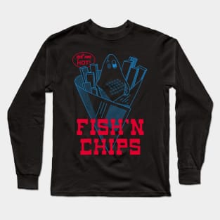 Retro Fish and Chips Design - English Food Long Sleeve T-Shirt